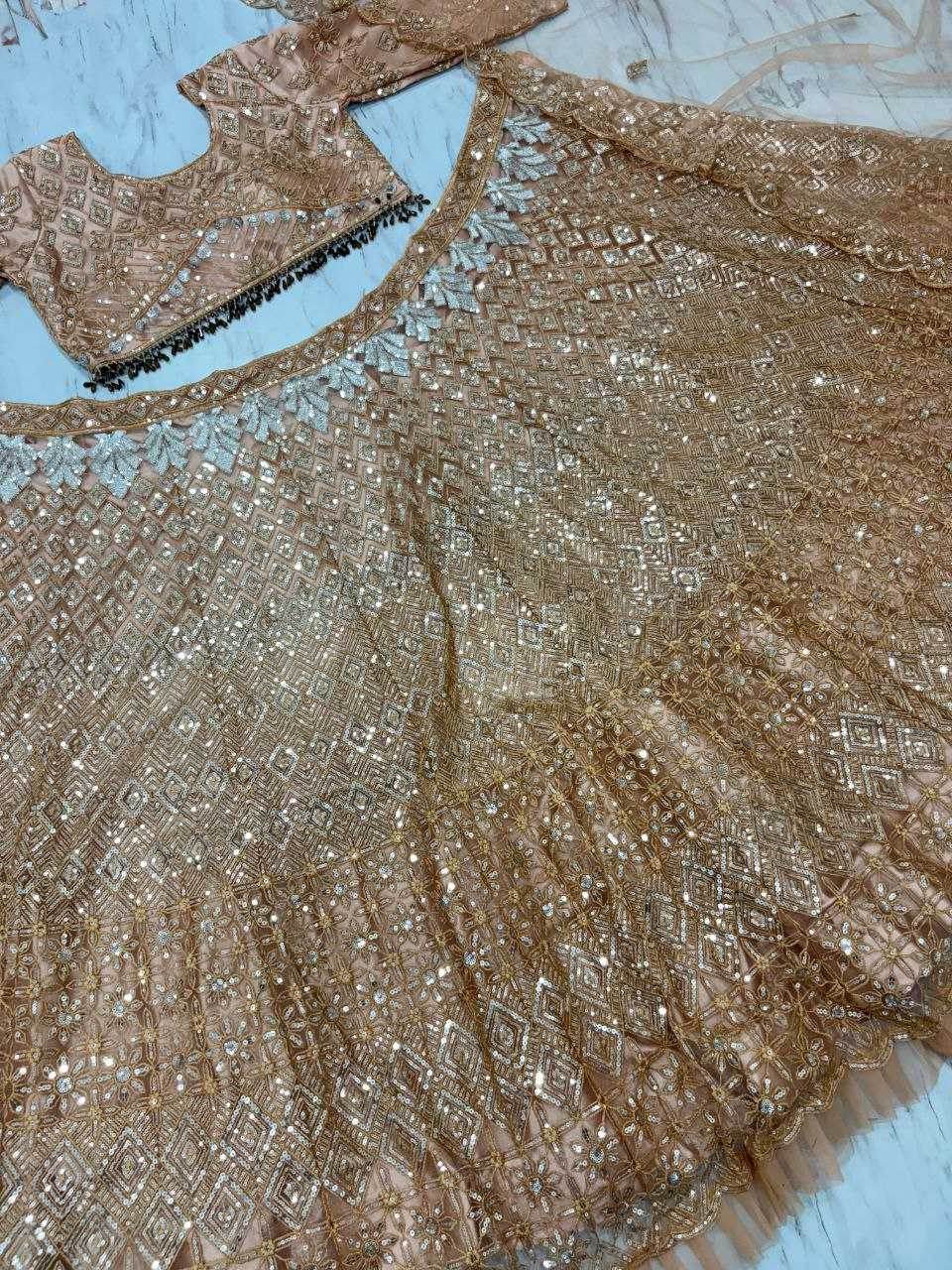 Butterfly Net Zari Work Sequins Lehenga - MYLUXURY LANE ENTERPRISE